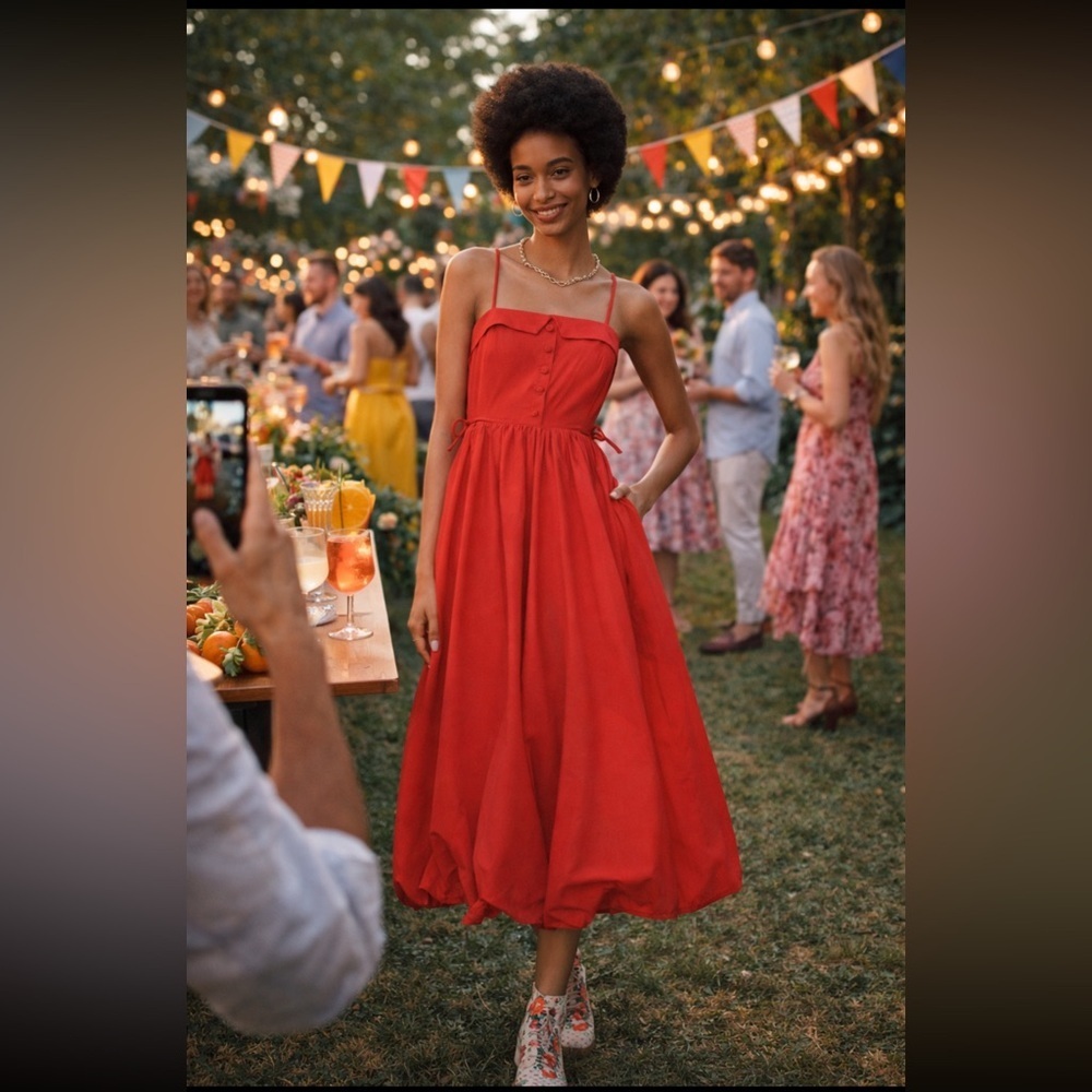 💃🏻SUPER RARE💃🏻 Hunter Bell Anthropologie NWT Square-Neck Bubble Midi Dress 8.